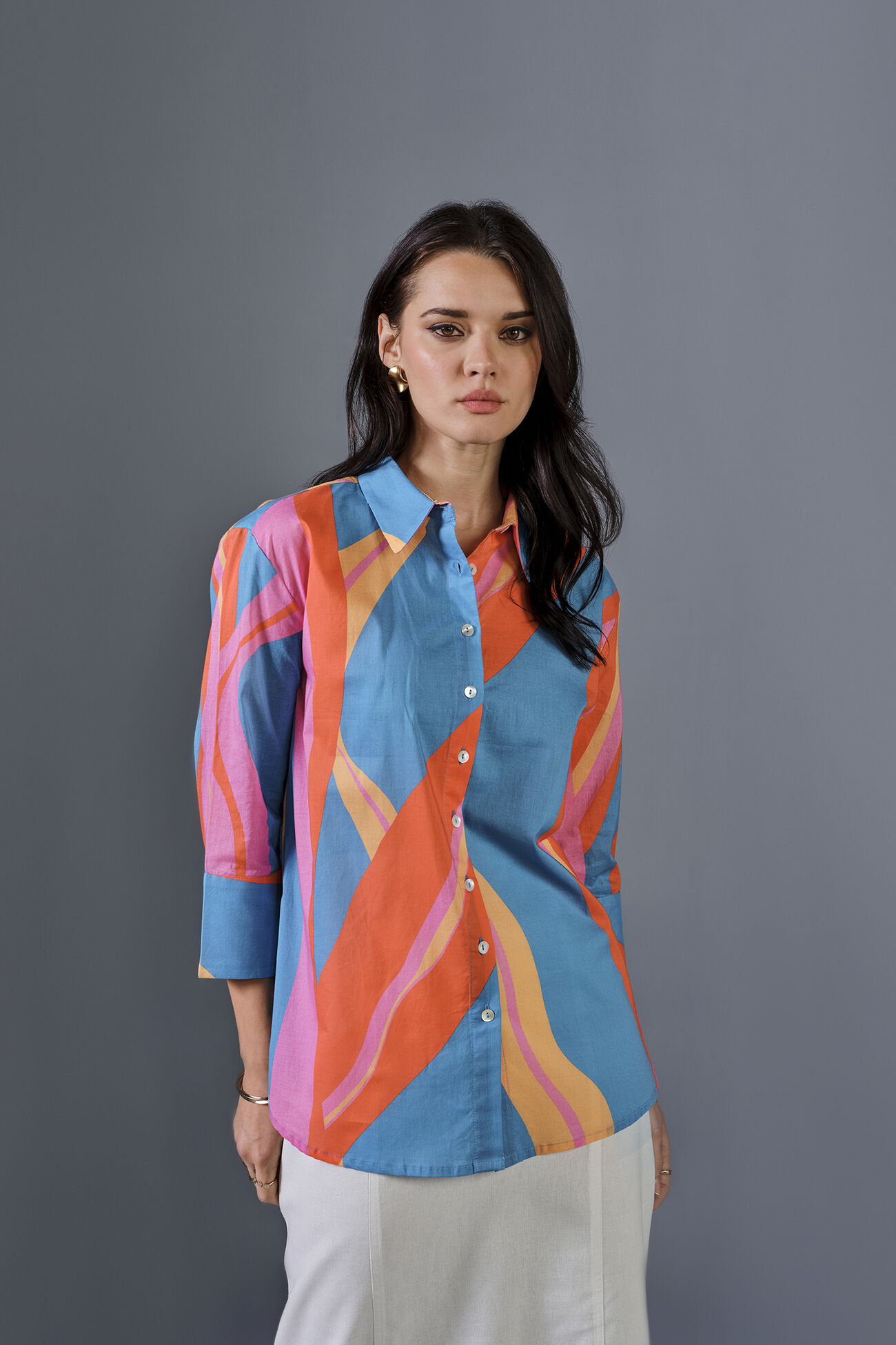 Abstract Swirls Cotton Shirt, Multi Color, image 3